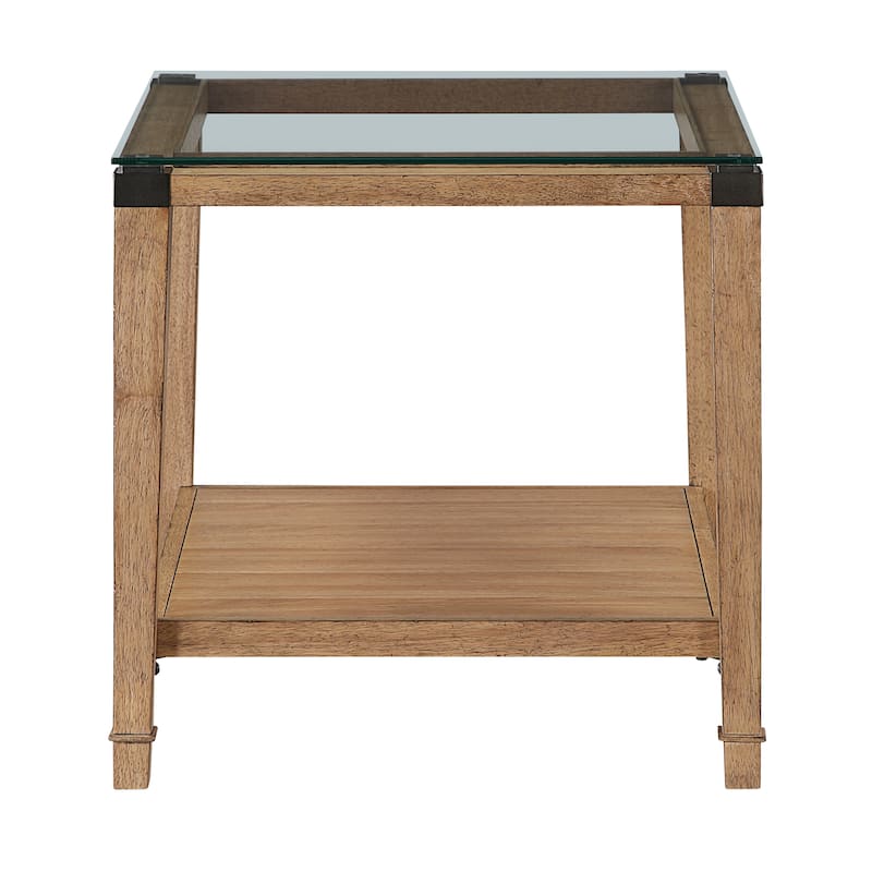 Neilsen 20" Transitional Square Wood Glass Tabletop End Table
