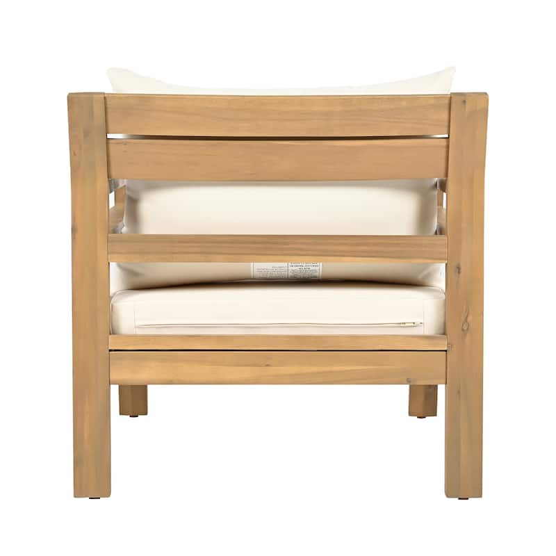 Christopher Knight Home - Everett Outdoor Acacia Wood 4-Piece Patio Conversation Set with Deep Seating and Coffee Table