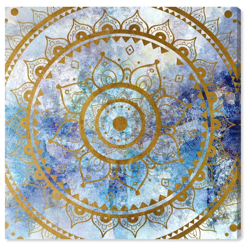 Wynwood Studio Canvas Abstract Sapphire Mandala Blue and Modern & Contemporary Wall Art Canvas Print