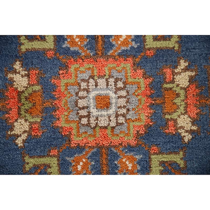 Blue Floral Heriz Serapi Indian Accent Rug Handmade Wool Carpet - 3'0"x 5'0"