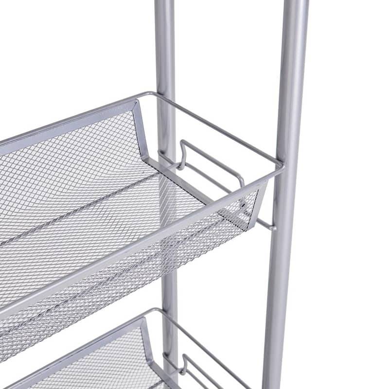 4-Tier Removable Storage Cart Silver / Ivory White