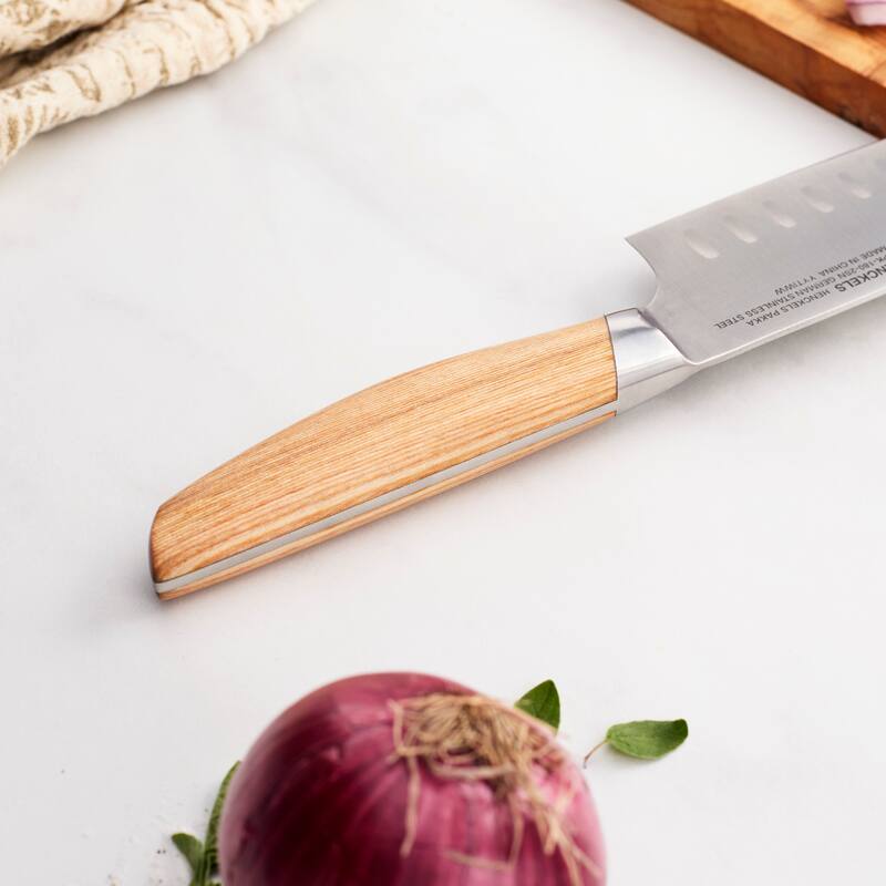 Henckels Pakka 7-inch Hollow Edge Santoku - Wood
