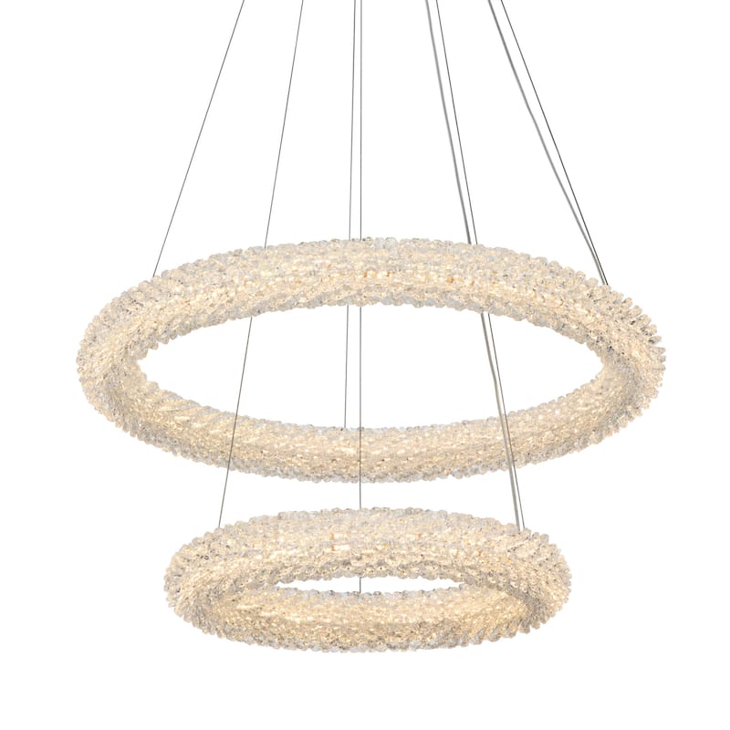 Elegant Lighting 3800G24 Bowen 24" Wide LED Crystal Ring Chandelier - - Chrome