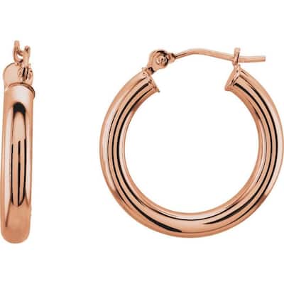 Curata 14k Rose Gold 20mm Polished Tube Hoop Earring