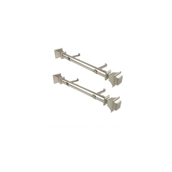 Satin Nickel Curtain Rod Set - 18 Inch Steel Rods with Resin Finials ...
