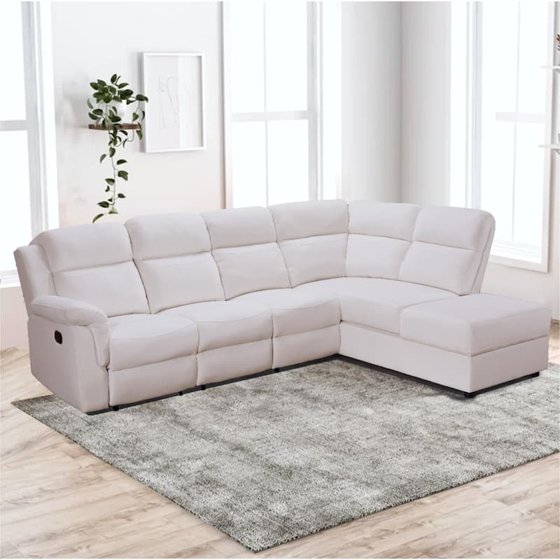111.4''Recliner Storage Upholstery Sectional Sofa Couchs - Beige