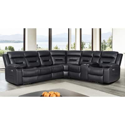 119'' Faux Leather Power Recliner 6-Seat Large Sectional Reclining Sofa with USB Port