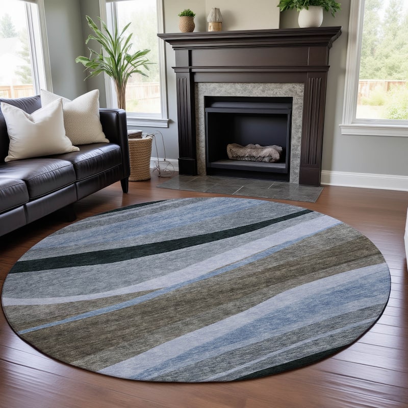 Premium Washable Super Soft Casual Contemporary Mayfield Rug - Brown - 8' x 8'