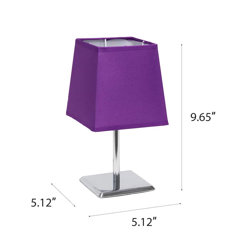9.65" Compact And Chic Modern Square Chrome Accent Table Lamp, For Living Room, Bedroom, Office, Black Shade