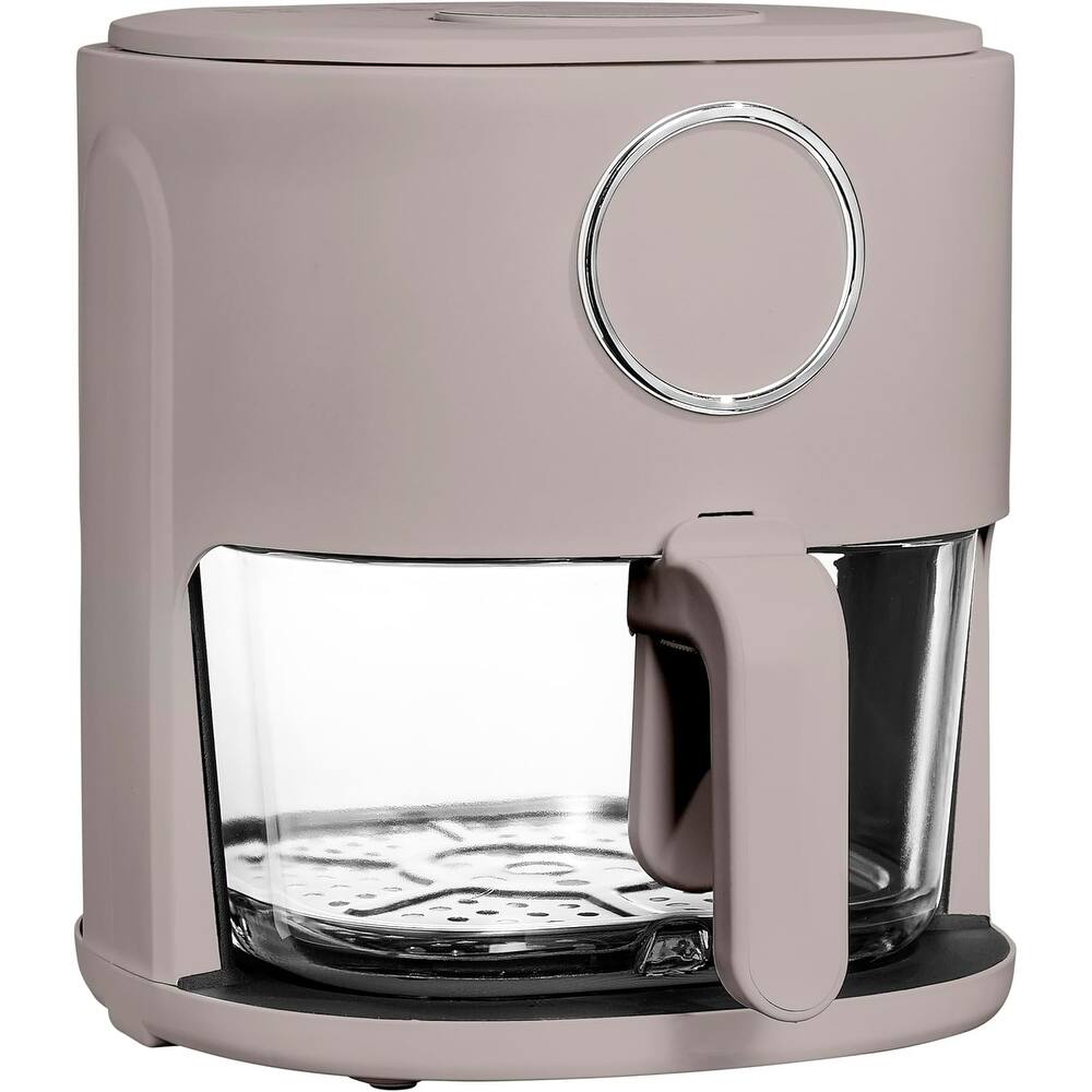 COOK WITH COLOR 1200W Air Fryer: Glass Basket, Dishwasher Safe, 60min Timer, 6 Presets, Temp Control 175F-400F, 4 - 5.5 QT