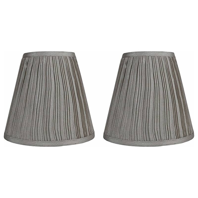 Many Selections Table Lamp Shade, 5 inch Top, 9 inch Bottom, 8.5 inch Slant - Set of 2 - Pleated Champagne Faux Silk