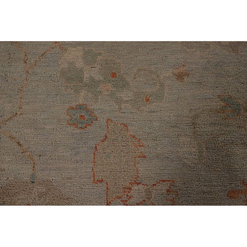 All-Over Vegetable Dye Oushak Turkish Area Rug Handmade Wool Carpet - 9'0" x 11'10"