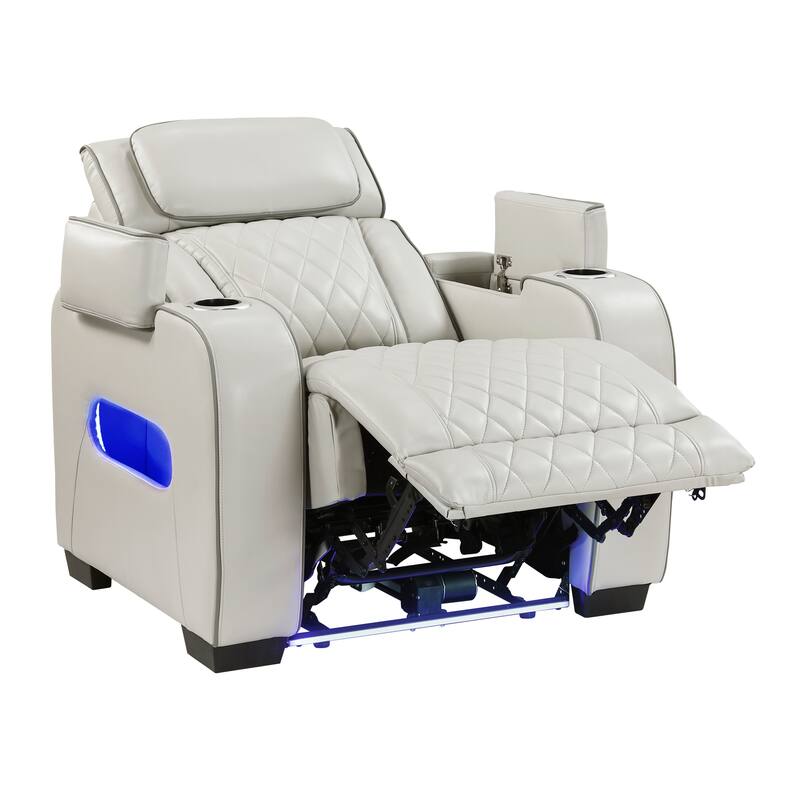 Ezra 37.5" Faux Leather Power Recliner - Power Heatrest, Cup Holders