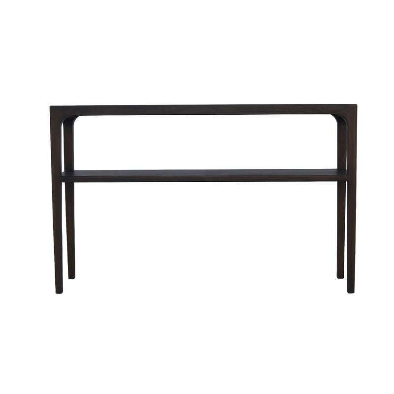 Geni Sofa Console Table, 48 Inch Top w Shelf, Parsons Style Java Gray