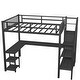 preview thumbnail 8 of 12, Black Full Size Metal Loft Bed with Wardrobe and LED Light