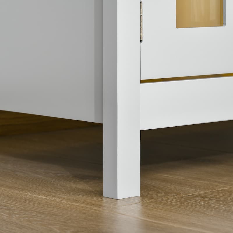 HOMCOM Kitchen Storage Sideboard Cabinet with Open Shelf, Glass Door Cabinet and Adjustable Shelves