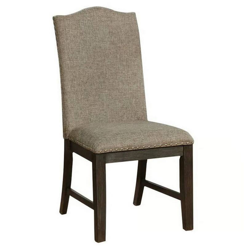 Espresso Brown/Textured Gray Fabric Upholstered Wood Frame Dining Chair, Set of 2, Sturdy Dining Chair for Dining Rooms - 23.5