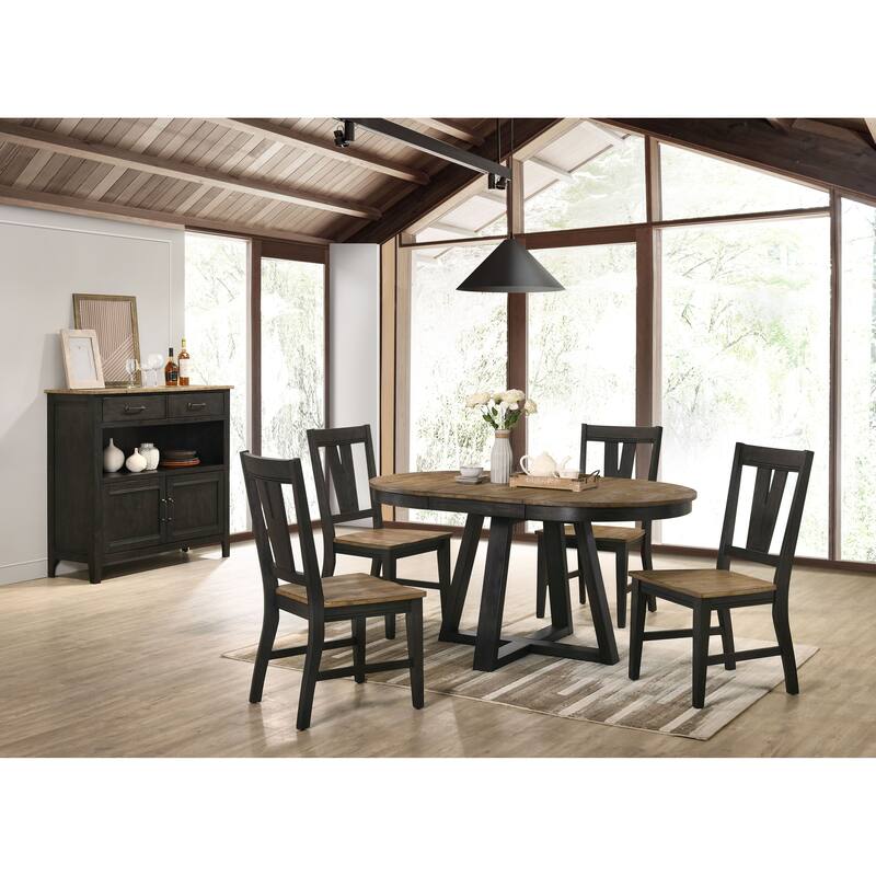 Harper Side Chair with Splat Back and 4 Legs, Brushed Brown & Pecan, Set of 2