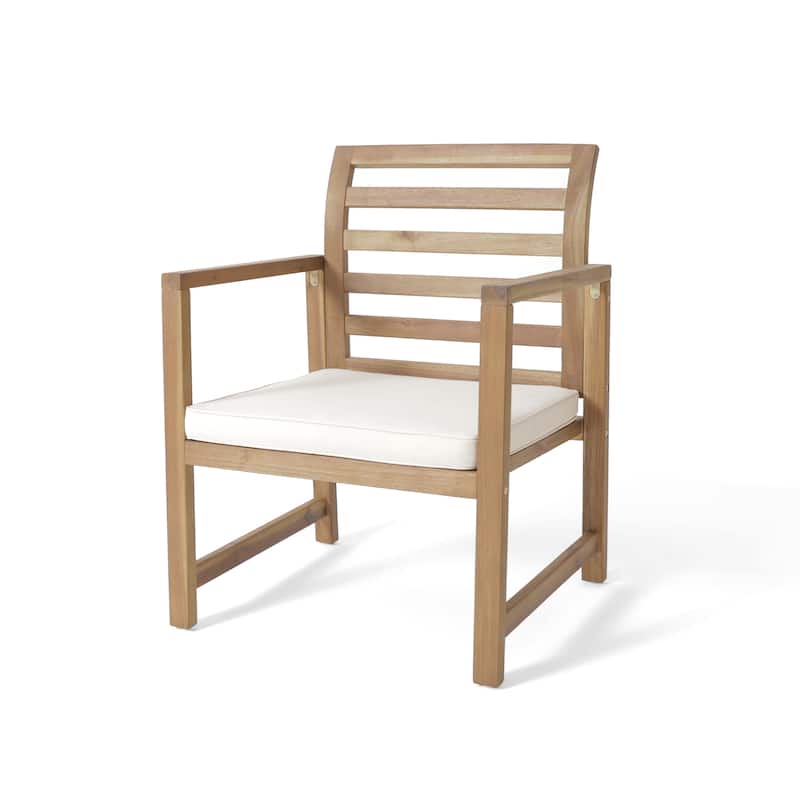 Outdoor Acacia Wood Club Chairs, 2-Pcs