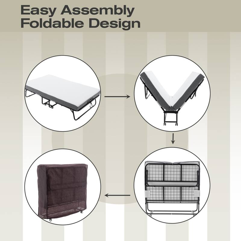 Foldable Guest Bed with Mattress & Cover
