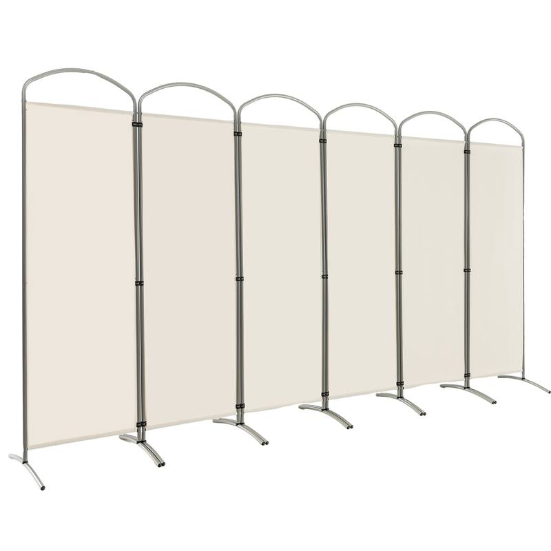 Costway 6 Panels Folding Privacy Screen 6 Ft Tall Fabric Privacy - White