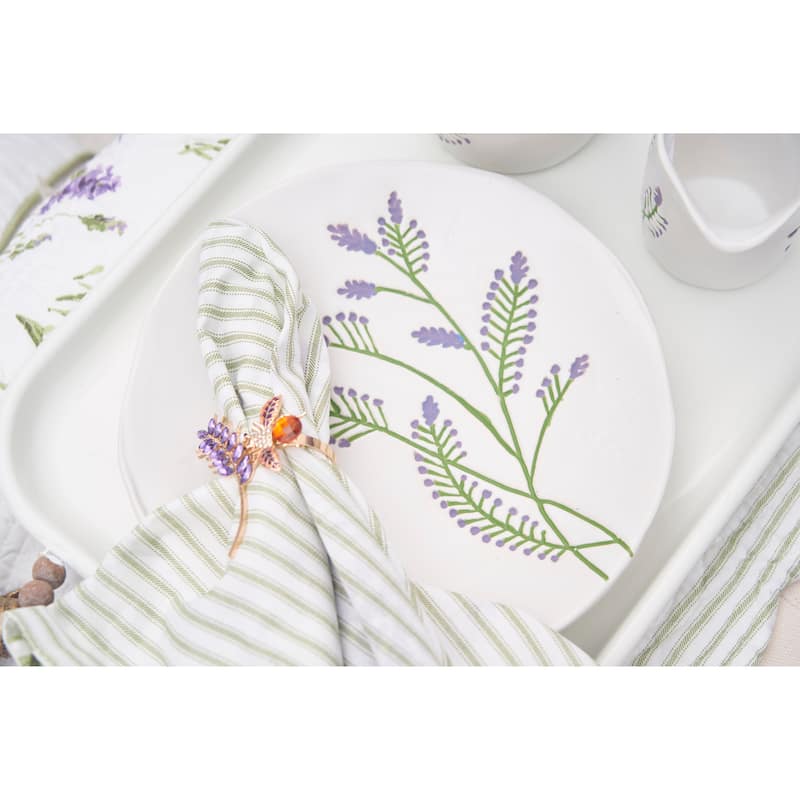 20" x 20" Lavender Fields Reversible Graphic Print Machine Washable Napkins Set of 6 - Purple