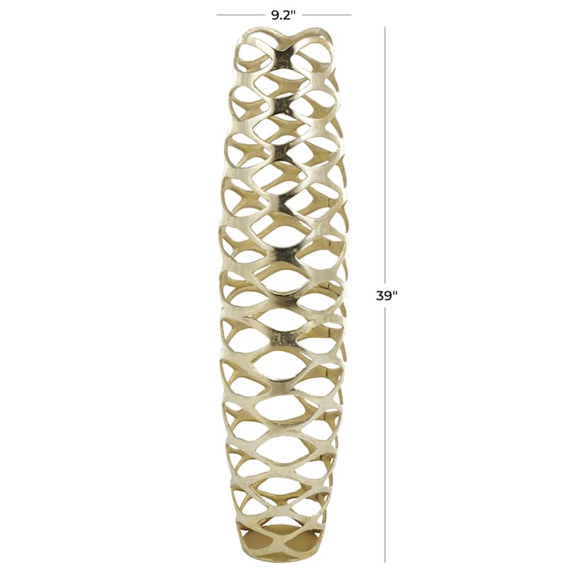 Aluminum Metal Geometric Tall Cutout Decorative Vase - Gold - Roche River Decor