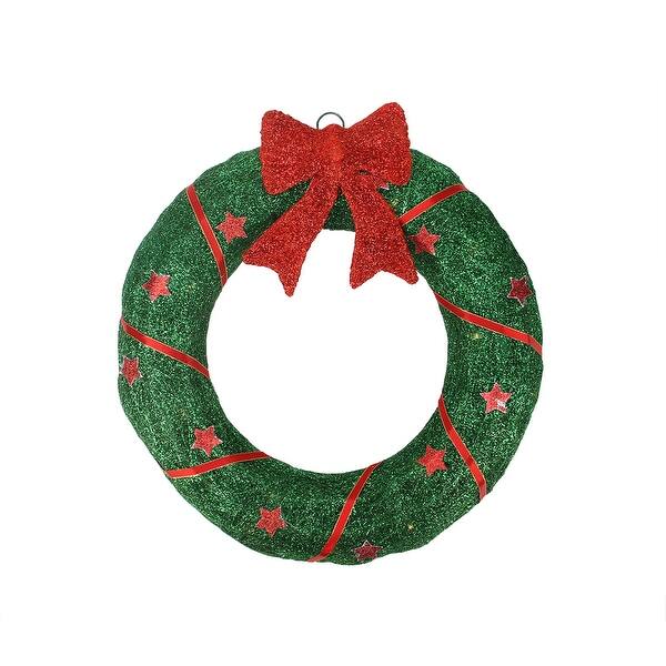 Shop 18 Lighted Sisal Wreath With Stars And Bow Christmas Outdoor