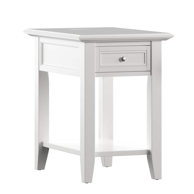 Zayden 1-drawer Side Table with Charging Station by iNSPIRE Q Bold - White