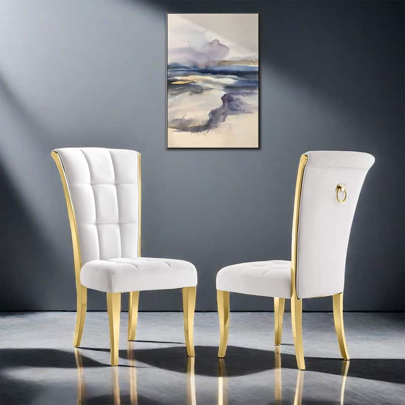 Luxury Velvet Upholstered Dining Chairs with Polished Gold Metal Legs