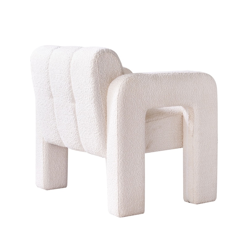 Boucle Accent Chair with Solid Wood Frame and High-Density Foam