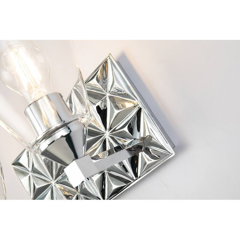 Chrome 2 Light Vanity Light with Glass