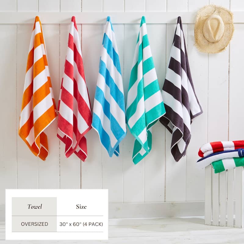 Linery & Co. Cotton Cabana Beach Towel, 4 Pack - 30" x 60"