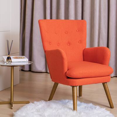 Wingback Arm Chair, Mid Century Accent Chair for Living Room, Bedroom, Fabric Tufted Side Chair with Removable Cushion
