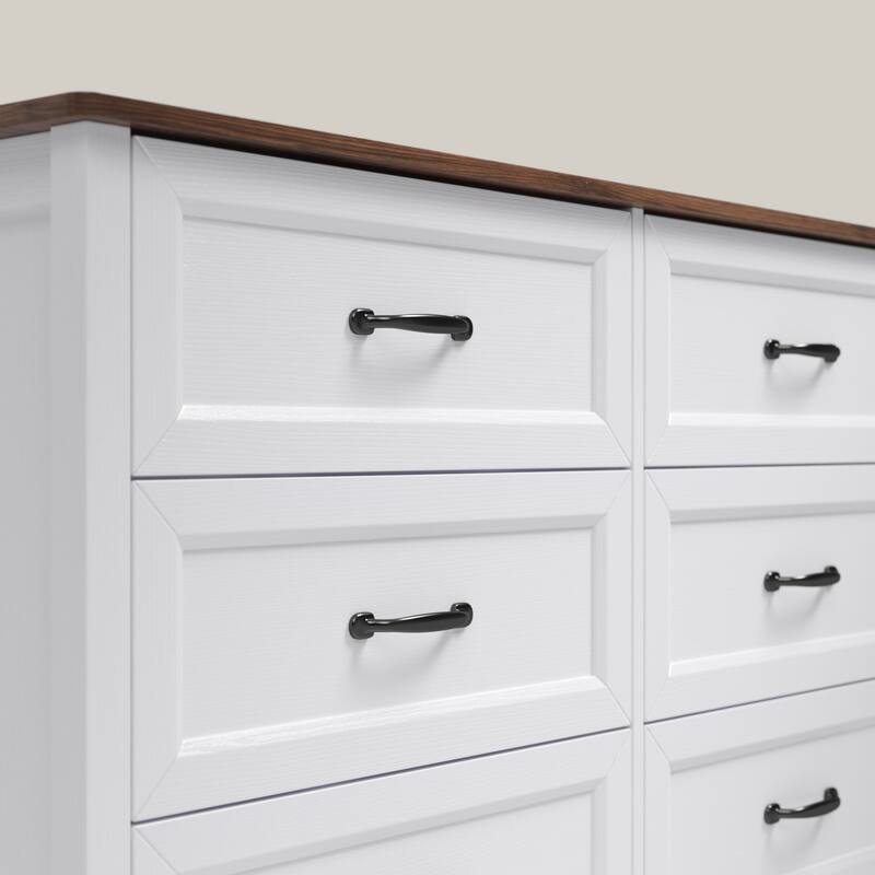 43.3" W 6 Drawer Dresser, Wood Storage Closet Dressers Chest of Drawers for Bedroom