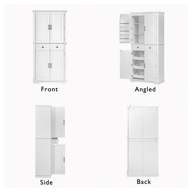 Freestanding 71" Tall Kitchen Pantry Cabinet with Pull-Out Organizers and Unique Embossed Texture for Organized Storage