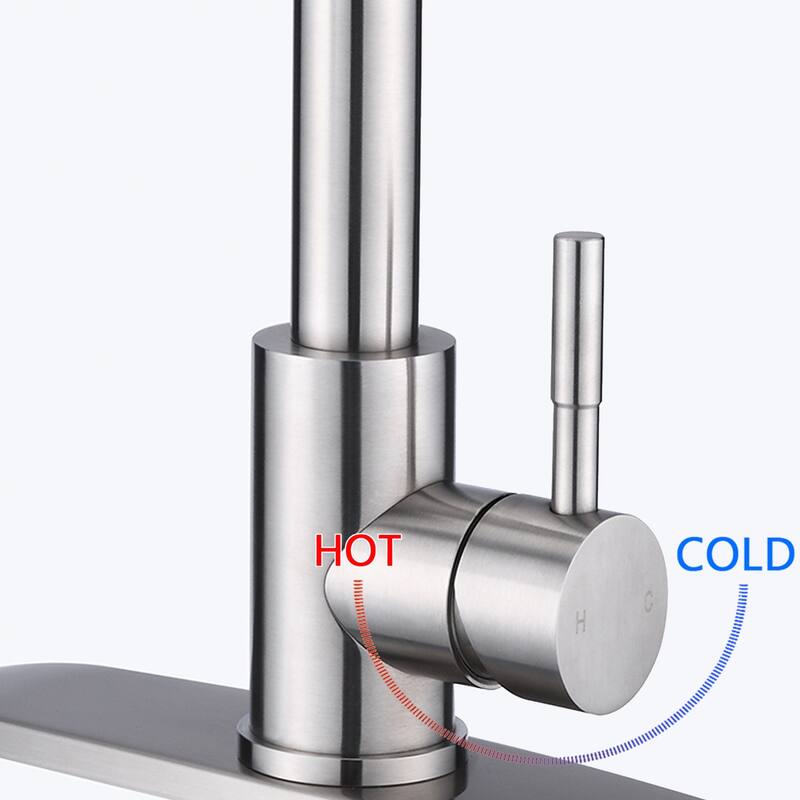 Topcraft Single Handle Pull Down Spring High Arc Kitchen Faucet with Base Plate