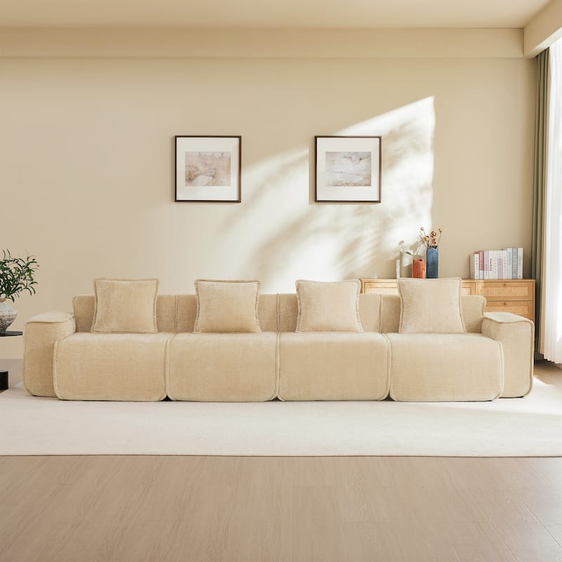 GDFStudio - Modular 4-Seater 138.58" Boneless Velvet Sofa