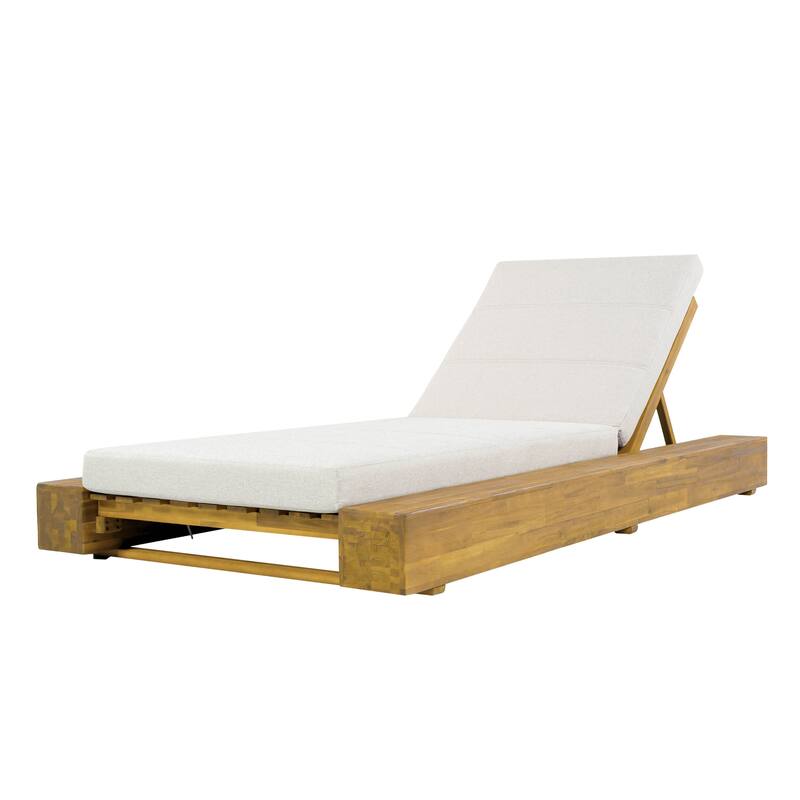 Christopher Knight Home - Amedea Outdoor Acacia Wood Chaise Lounge with Adjustable Backrest & Water-Resistant Cushion