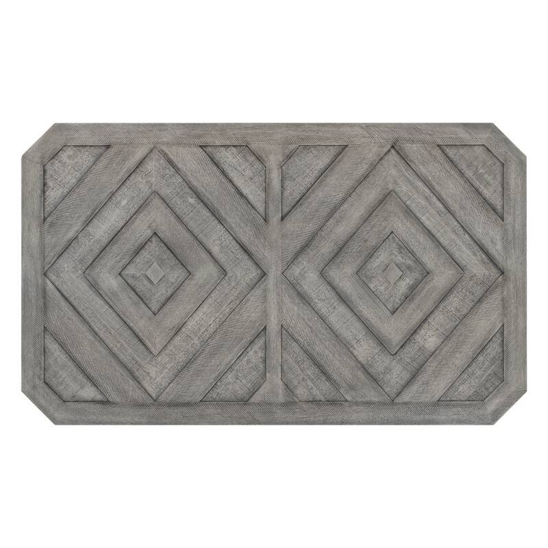 Gray 6-Piece Wooden Dining Table Set with Geometric Pattern Tabletop & 4 Chairs