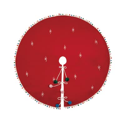 Transpac Polyester 49.21 in. Red Christmas Confetti Starlight Tree Skirt