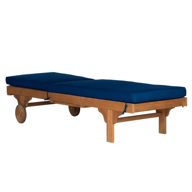 SAFAVIEH Outdoor Aubrie Adjustable Chaise Lounge Chair with Wheel.