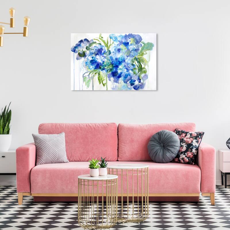Wynwood Studio Canvas Floral and Botanical Floral Breeze Blue and Modern & Contemporary Wall Art Canvas Print - 24 x 36