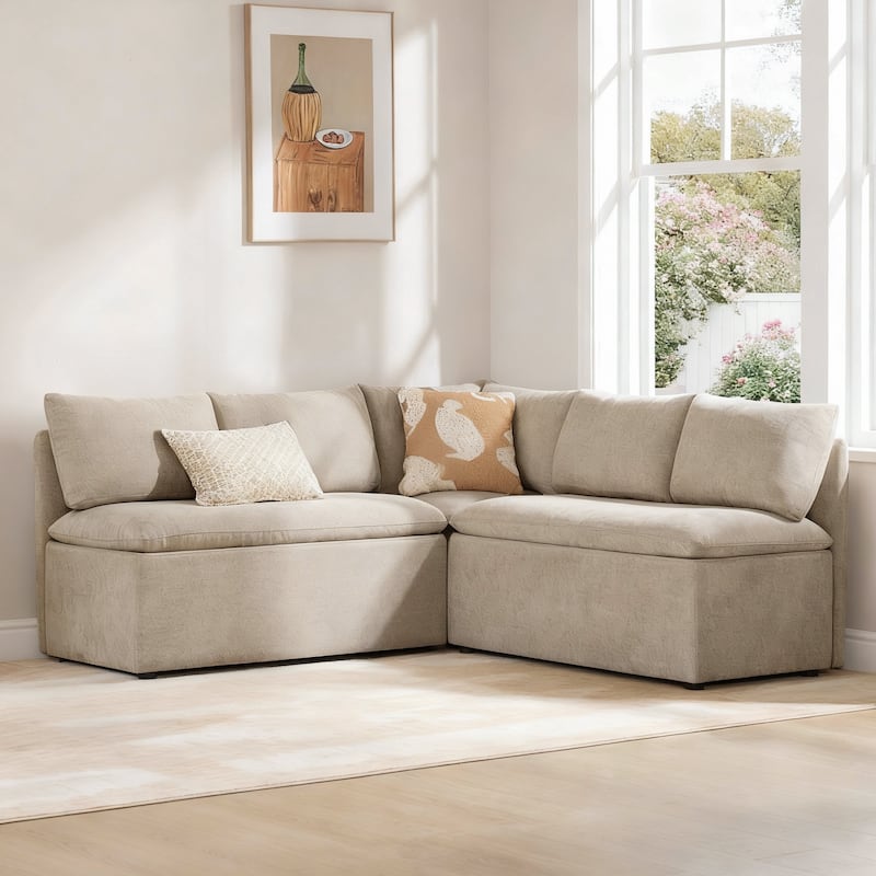 Spruce & Spring Modern 74" L-Shaped Dining Bench with Storage, Corner Breakfast Nook Banquette Bench