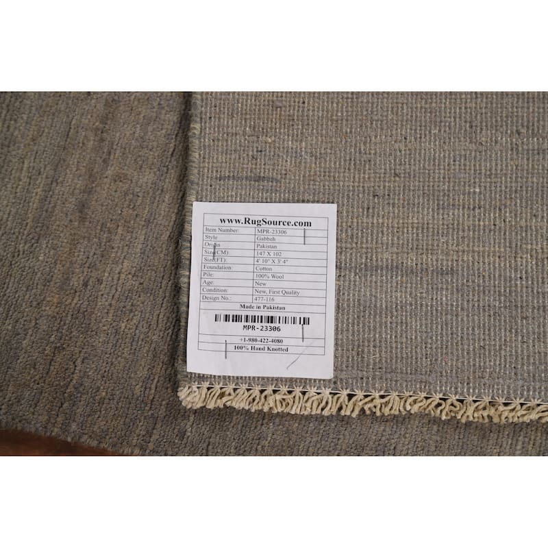 Gray & Beige Gabbeh Modern Foyer Rug Handmade Wool Carpet - 3'4"x 4'10"
