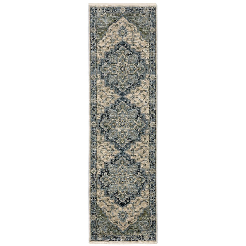 Style Haven Amelie Center Medallion Blue/ Tan Indoor Area Rug - 2' 3" x 7' 6"