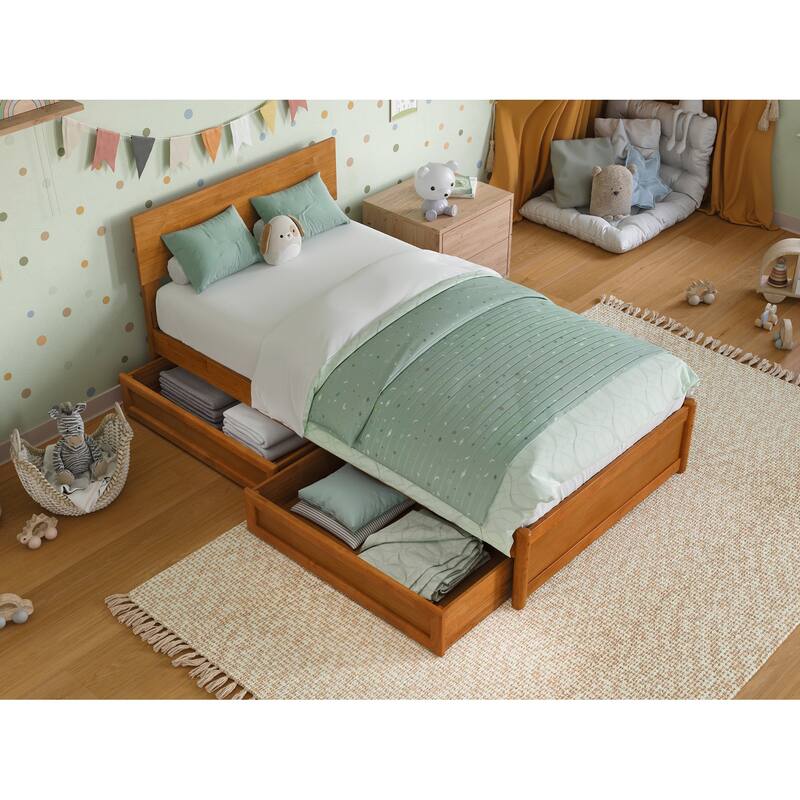 Wesley Platform Bed with Panel Footboard and Storage Drawers