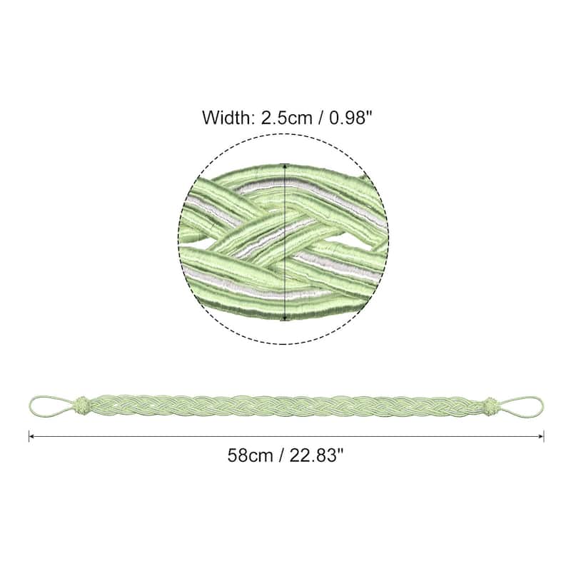 23" Curtain Tiebacks Braid Drapery Holdback Holder with Hooks - Green - 2Pcs