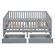 preview thumbnail 104 of 118, Roomfitters Twin Size Wood Daybed with Fence Guardrails, 2 Storage Drawers, Convertible Floor Bed, and Built-In Shelving