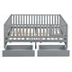 preview thumbnail 85 of 118, Wood Cribs Convertible Toddler Bed with Fence Guardrails and 2 Drawers Split into Independent Floor Bed and Daybed Slat Support